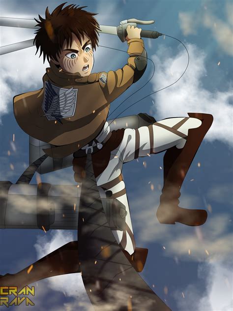 Eren is a teenager who swears revenge on enormous creatures known as titans that devoured his mother and destroyed his town. Chris Ravart - Eren Jaeger Fanart