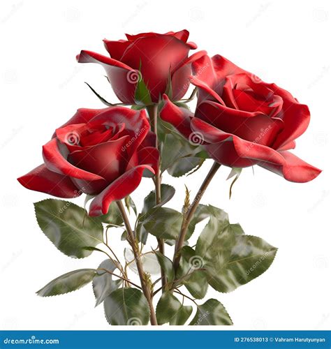 Set Of Red Rose Flowers Isolated On White Stock Illustration