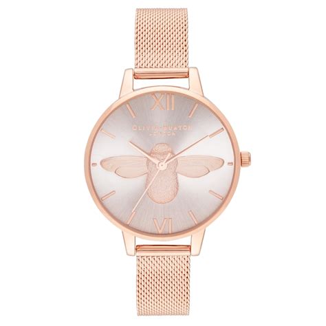 Olivia Burton Demi Blush Dial And Rose Gold Mesh Watch Watches From