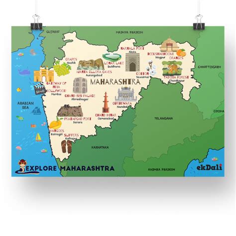 Maharashtra Map For Kids Explore Monuments And Land Marks