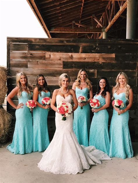 Tiffany Blue And Coral Wedding ️ ️ ️ ️ Tiffany Blue Bridesmaid
