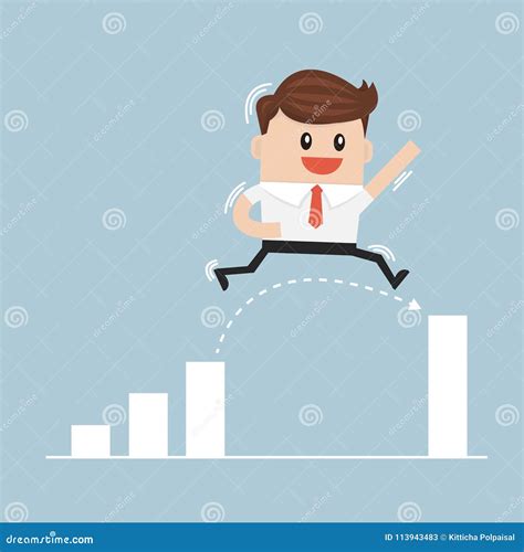 Businessman Jump Through The Gap In Growth Chart Vector Stock Vector