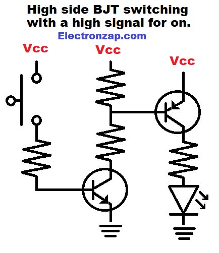 Circuit or schematic diagrams consist of symbols representing physical components and lines representing wires or electrical conductors. Brief PNP switch circuit that turns on with a high input ...