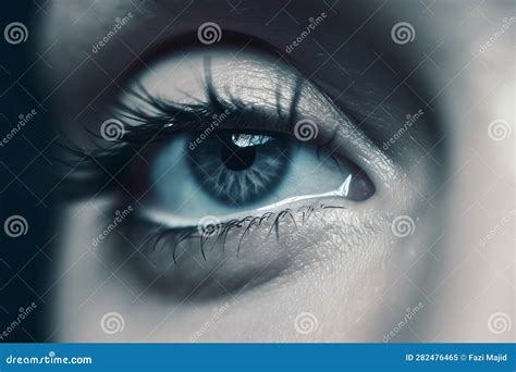 Sad Woman Concept Closed Eyelid Closeup With A Teardrop On Eyelashes
