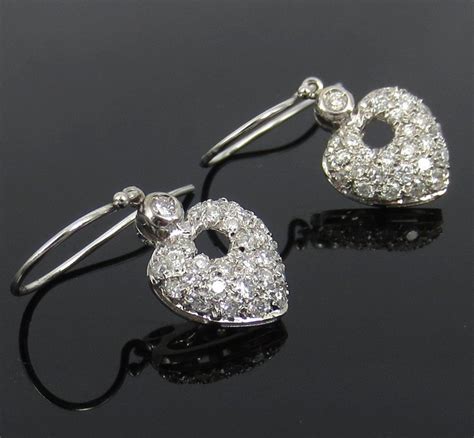 vintage 1 60ct diamond and 18k white gold heart shape drop earrings ebay heart jewelry heart