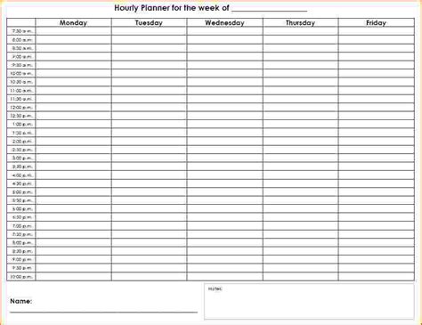 Weekly Hourly Planner Template Business