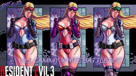 sexy jill valentine sexy cammy white battlesuit outfit resident evil 3 remake gameplay