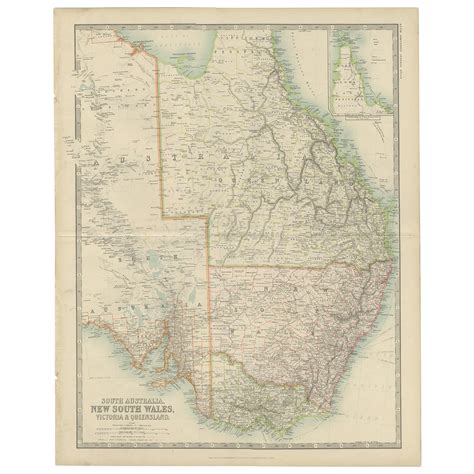 Antique Map Of South Australia Victoria Queensland And New South