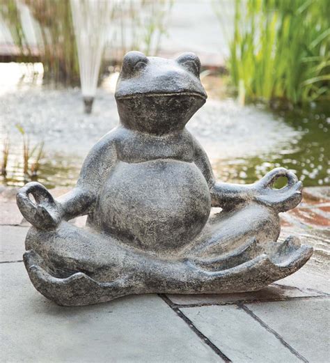 Large Meditating Frog Garden Statue Plowhearth