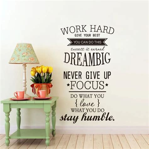 Never Give Up Wall Sticker Quotes Inspirational Home Decoration Text Wall Decals Removable Vinyl