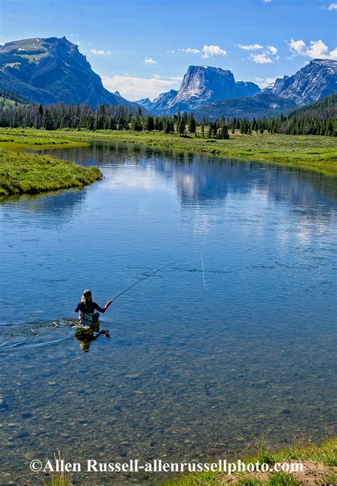 Fly Fishing On Green River From Wind River Range And Square Top