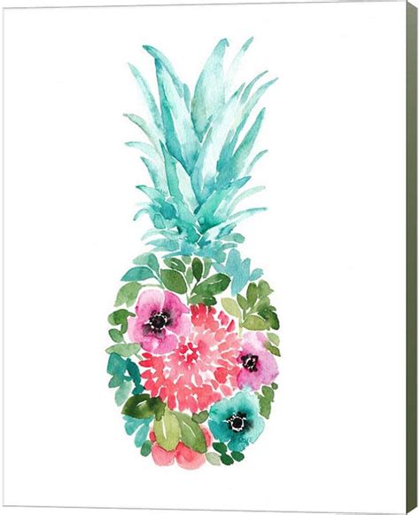 Metaverse Floral Pineapple I By Elise Engh Canvas Art Pineapple Art
