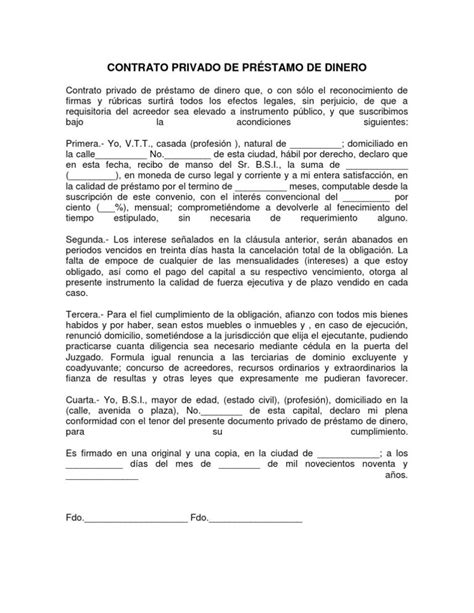 Ejemplo Contrato Prestamo Entre Particulares Actualizado Agosto 2022
