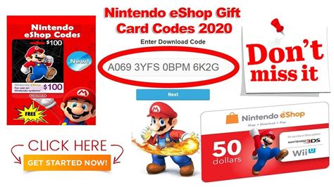 Free Nintendo eShop Gift Card Codes 2020 $100 Nintendo ...