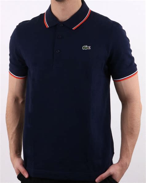Custom design men's fashion polo t shirt made in china product: Lacoste Lightweight Knit Tipped Polo Shirt in Navy/Red ...