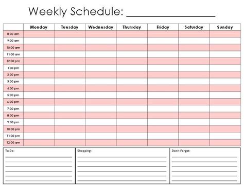 24 Hour Planner Weekly Calendar Template Daily Schedule Template