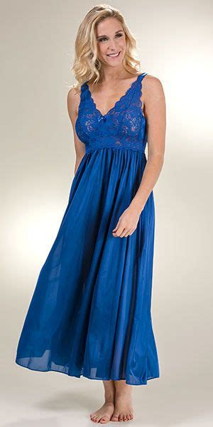 Long Shadowline Silhouette Sleeveless Nightgown In Navy Night Gown