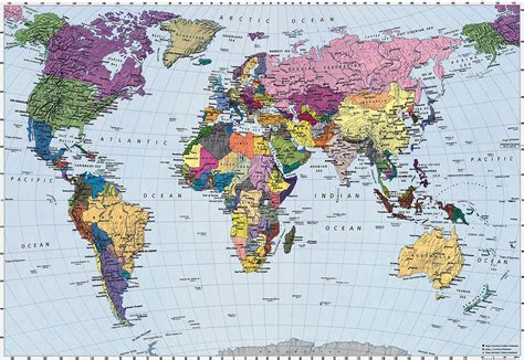 World Map 4 050 Wall Mural Mid Size Wall Murals The Mural Store
