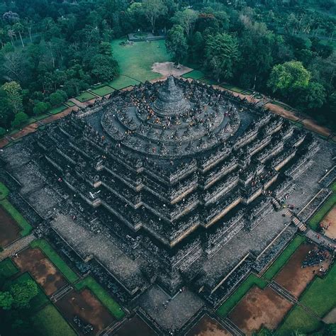 An Amazing Aerial View Of Borobudur Temple In Central Java Indonesia