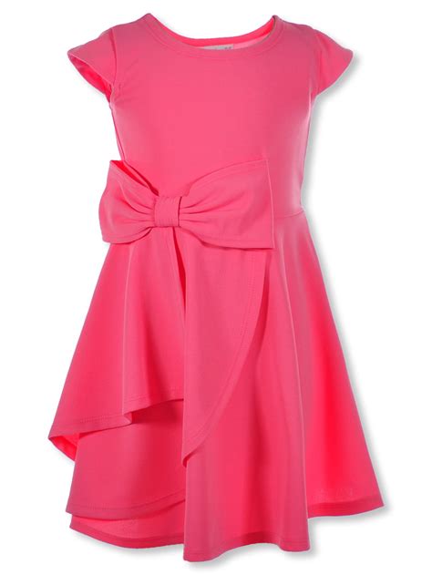 Bonnie Jean Girls Oblique Bow Dress Pink 5 Little Girls