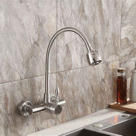 Peerless faucets with two handles. Luxury Brushed Nickel Wall Mount Stainless Steel Kitchen ...