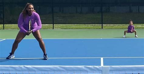 Serena williams and daughter olympia twin on the tennis court. Serena Williams finds 'doubles partner' in two-year-old ...