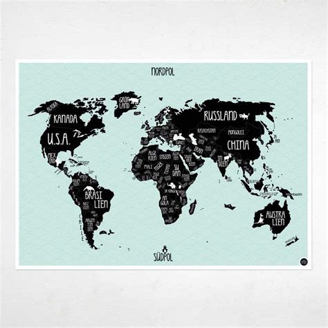 Weltkarte schwarze tinte isoliert auf weißem hintergrund. A1 Poster Weltkarte petrol blau | Weltkarte schwarz weiß ...