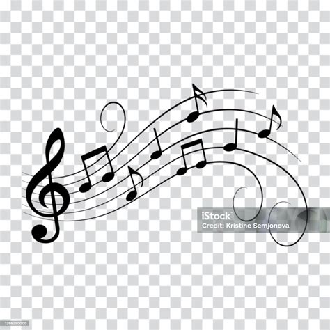 music notes wavy design with swirls vector illustration stock illustration download image now