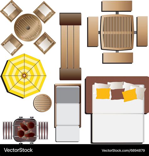Outdoor Furniture Top View Set 15 For Landscape Vector Image