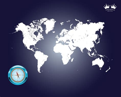 Svg Fileworld Map Illustrationwhite World Map With Compass Etsy