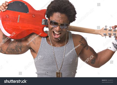 Handsome Africanamerican Male Rock Star Electric Stock Photo 15245212