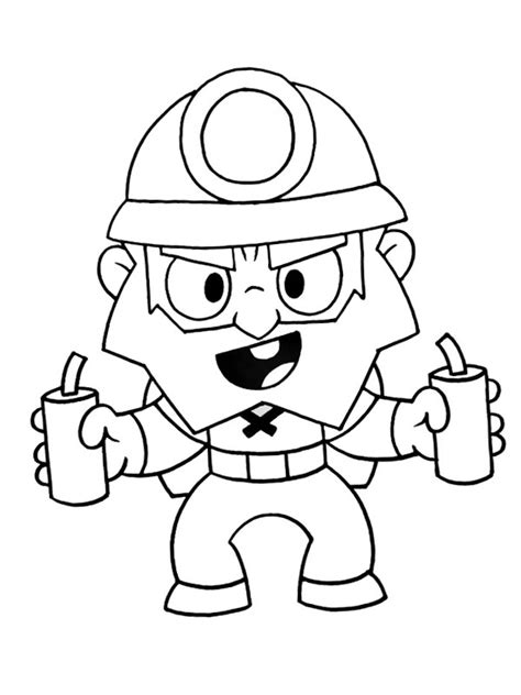 Learn how to draw leon from brawl stars in this step by step. colouring page Dynamike Brawl Stars | coloringpage.ca