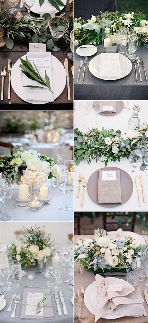 Elegant Greenery Wedding Table Setting Ideas