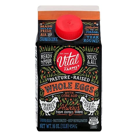 Vital Farms With Citric Acid Pasteurized Whole Liquid Eggs 16 Oz