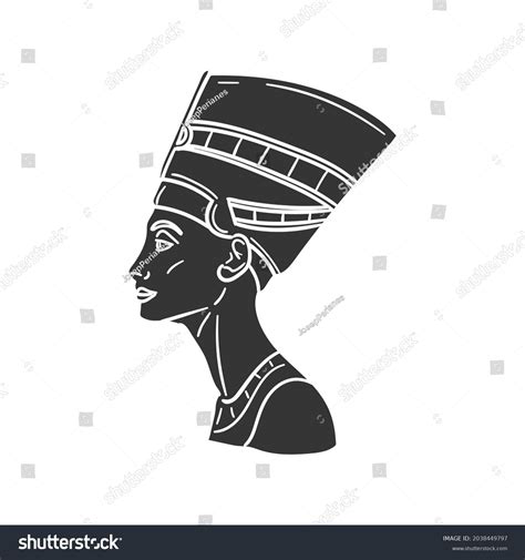 Nefertiti Sculpture Icon Silhouette Illustration Egyptian เวกเตอร์