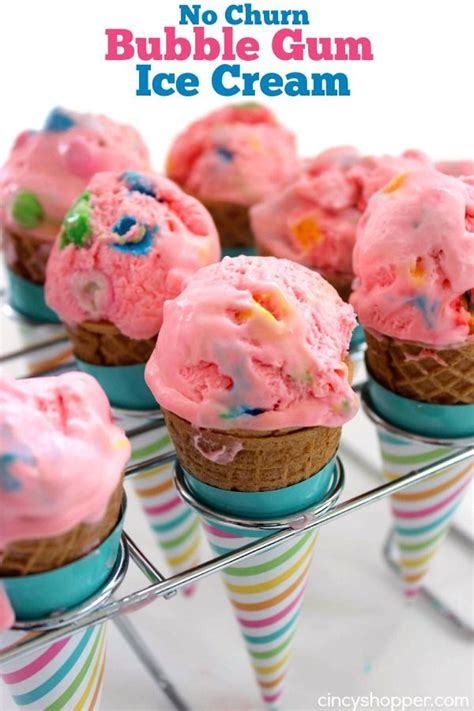 No Churn Bubblegum Ice Cream Recipe Bubble Gum Ice Cream Homemade Ice Cream Frozen Treats