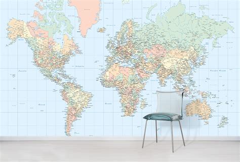 Pastel World Map World Map Wallpaper Murals Wallpapered