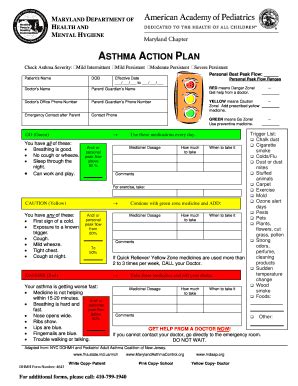 Printable Asthma Action Plan Fill And Sign Printable Template Online