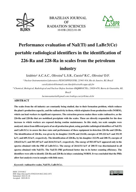 Pdf Performance Evaluation Of Naitl And Labr3ce Portable