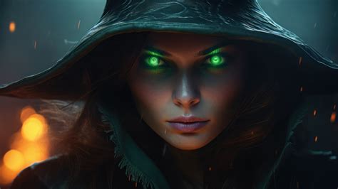 Halloween Close Up Green Eyed Witch Ai Generated 4k Wallpaper