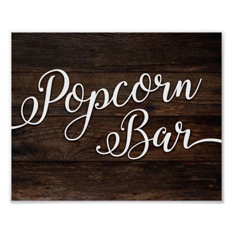 Rustic Chic Popcorn Bar Sign Print In 2021 Popcorn Bar