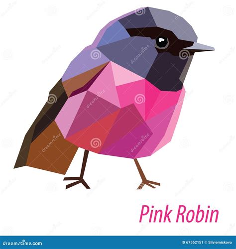 Pink Robin Stock Vector Illustration Of Silhouette Mosaic 67552151