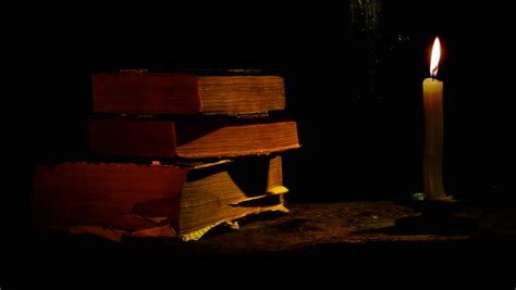 Candle And Old Books In The Dark Stock Footage Video 1008925 Shutterstock