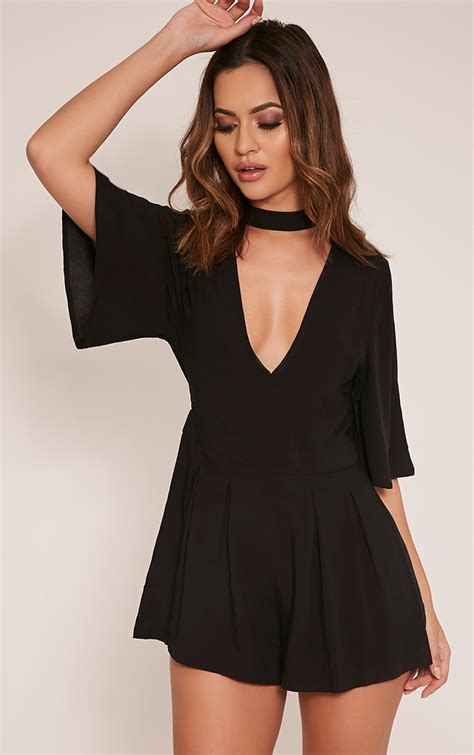 Vayla Black Choker Playsuit Jumpsuits And Playsuits Prettylittlething