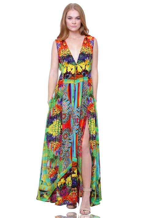 Floral Printed V Neck Maxi In Multi Color Maxi Dress Dresses