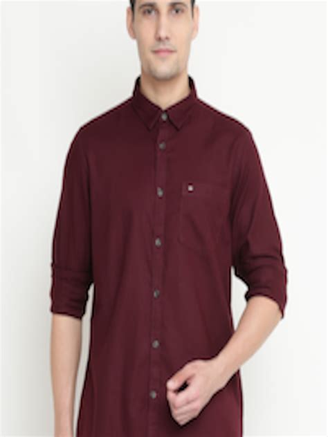 Buy Lee Cooper Men Burgundy Contemporary Regular Fit Solid Casual Shirt