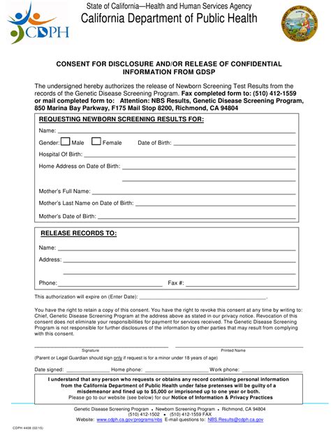 Form Cdph4408 Download Fillable Pdf Or Fill Online Consent For