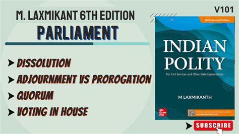 V101 Adjournment Vs Prorogation Quorum In Parliament Voting In House Polity