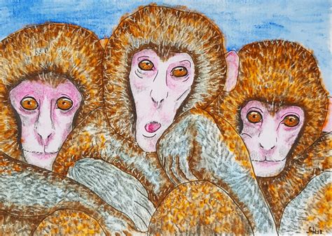 Monkey Painting Original Watercolor Animal Small Art Etsy