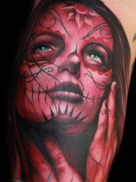 40 Eye Catching Day Of The Dead Tattoos Faces Skulls Girls